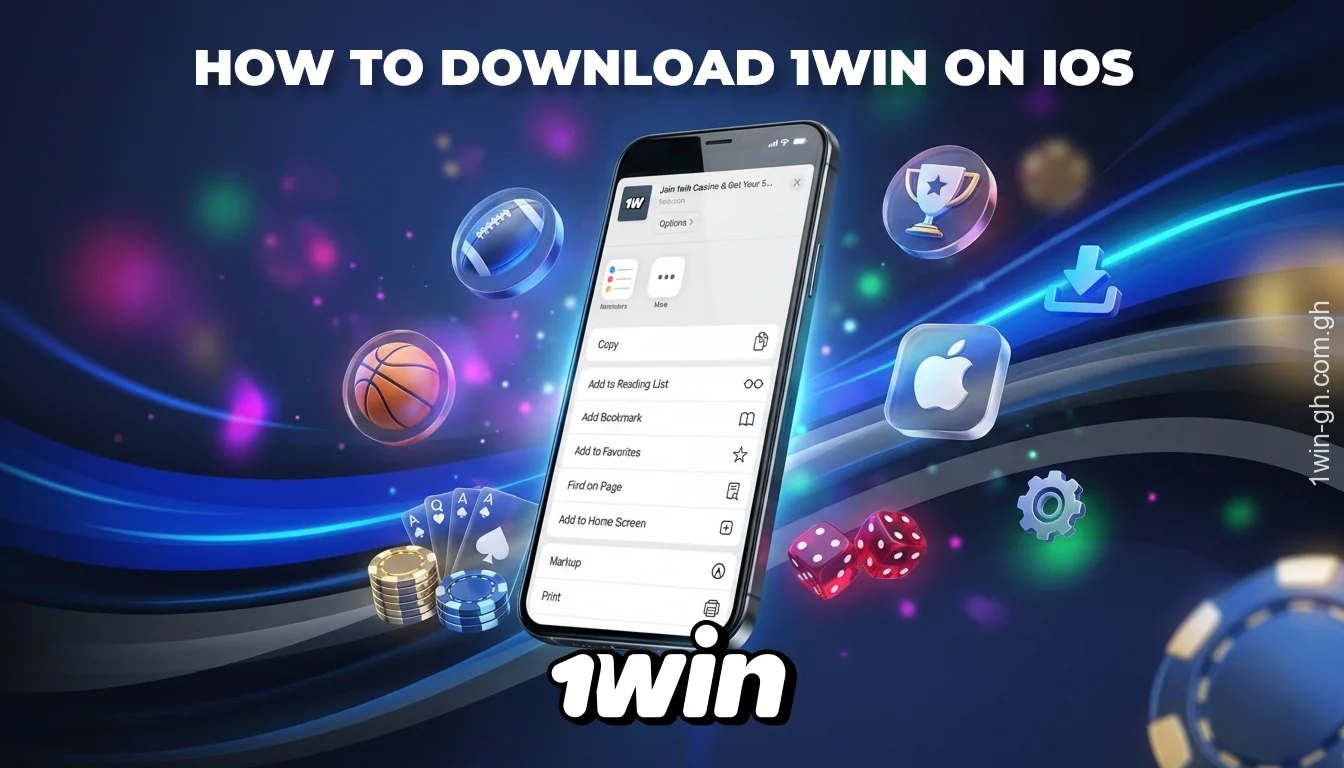 Players in Ghana can download the 1win app for iOS via Safari by adding the app to their home screen